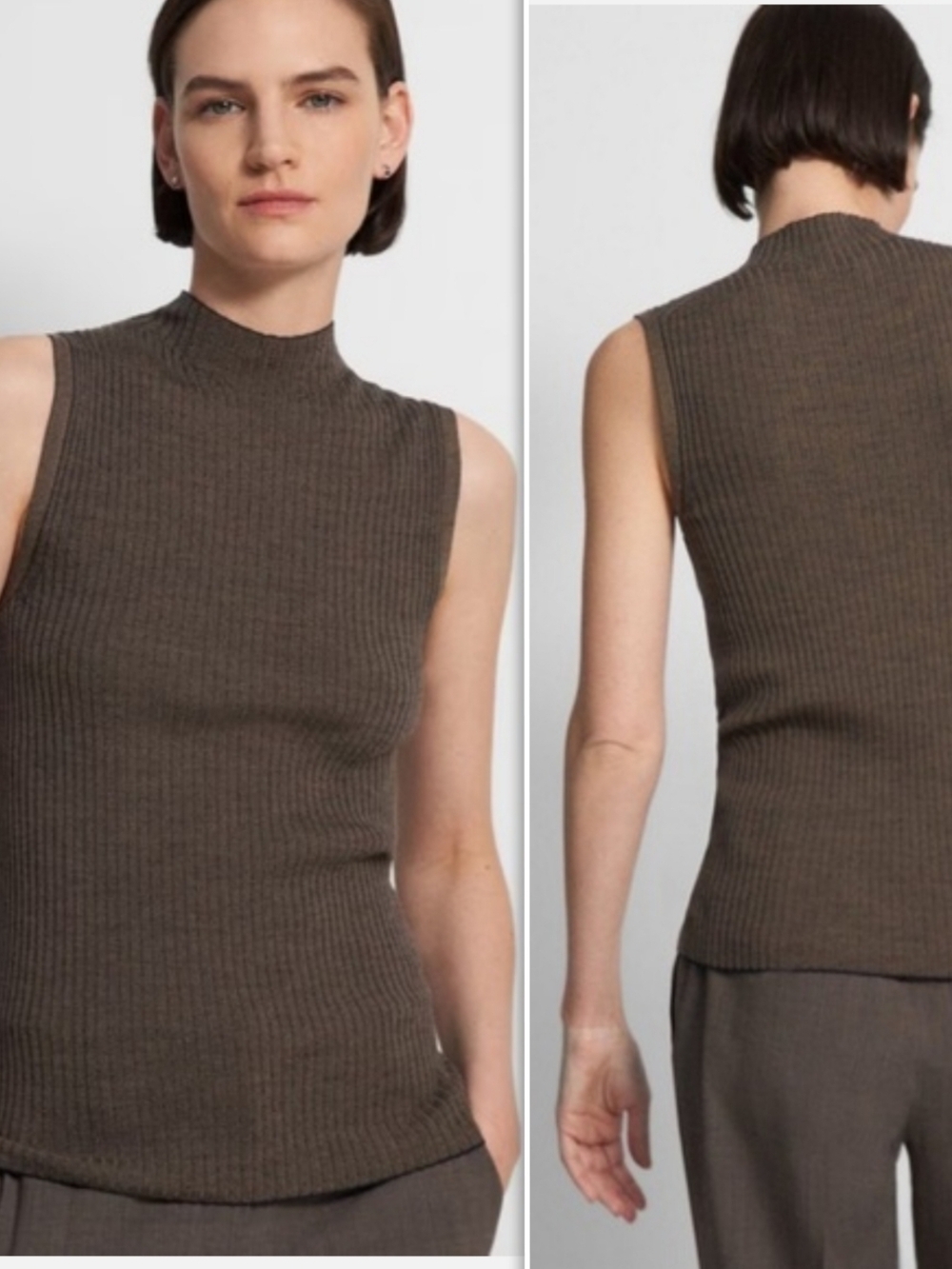 Theory Sleeveless Mock Neck Sweater in Regal Wool